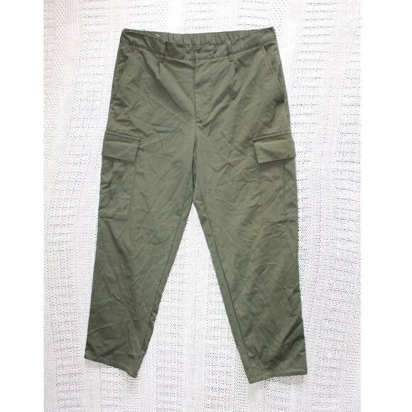 Zara Women Cargo Pants Size Large high rise Pockets Khakis Casual Polyester - Picture 1 of 9